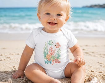 Body per neonati a tema oceano, tutina con tema barriera corallina, completo per neonati a tema barriera corallina, abbigliamento da spiaggia per neonati, regalo per baby shower con simpatici pesciolini
