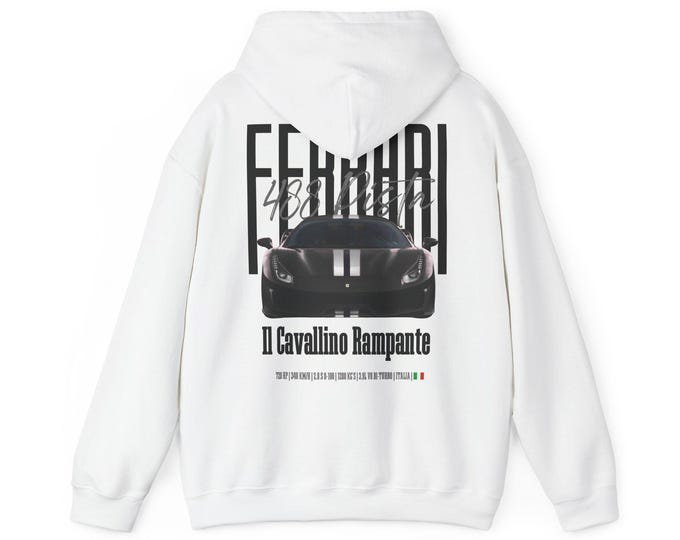 Ferrari 488 Pista Furious Hoodie Black/White