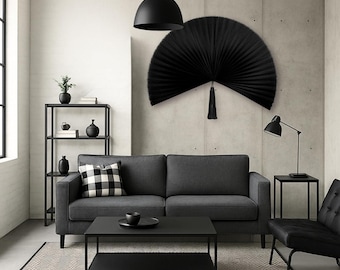 Bamboo Fan Wall Decor – Japanese Hanging Art Headboard, Boho Folding Asian Style, Natural Ivory Home Aesthetic