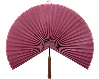 Bamboo Fan Wall Decor – Japanese Hanging Art Headboard, Boho Folding Asian Style, Natural Ivory Home Aesthetic