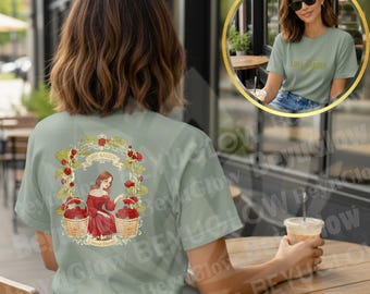 Love Garden Series 1 - Red Rose & Lotus Feminine Tee - Floral Energy Shirt - Sacred Bloom Design - Comfort Colors