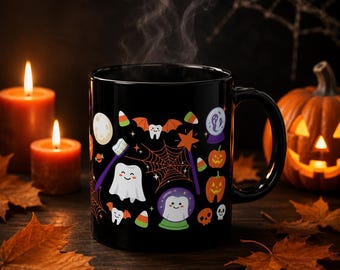 Halloween Dental Hygienist Mug, Spooky Tooth Black Mug, Funny Halloween Gift for Dental Hygienist, Dental Office Halloween Cup 11oz/15oz