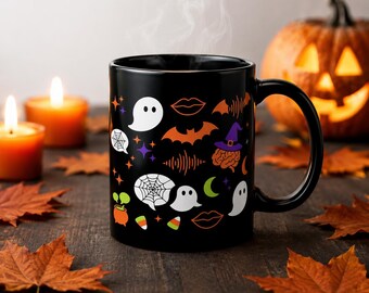 Halloween SLP Mug 11oz 15oz, Spooky Speech Therapist Black Mug, Funny Halloween Gift SLP Cup