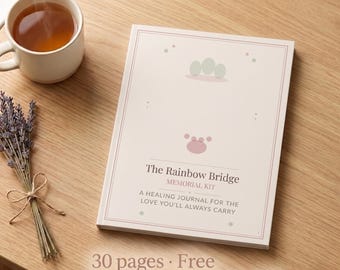 Pet Memorial Book Printable | Rainbow Bridge Grief Journal Dog Cat Loss | Canva Template | US Letter + A4 | Instant Download