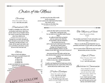 Order of the Catholic Mass Printable, Worship Aid, Novus Ordo Guide (Digital Download)