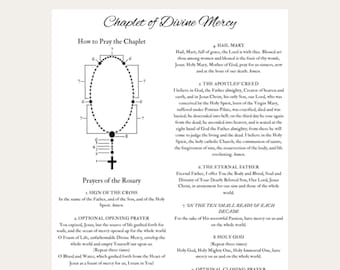 The Chaplet of Divine Mercy Guide, Catholic Printable, Digital Download, Church Catechism Class Homeschooling