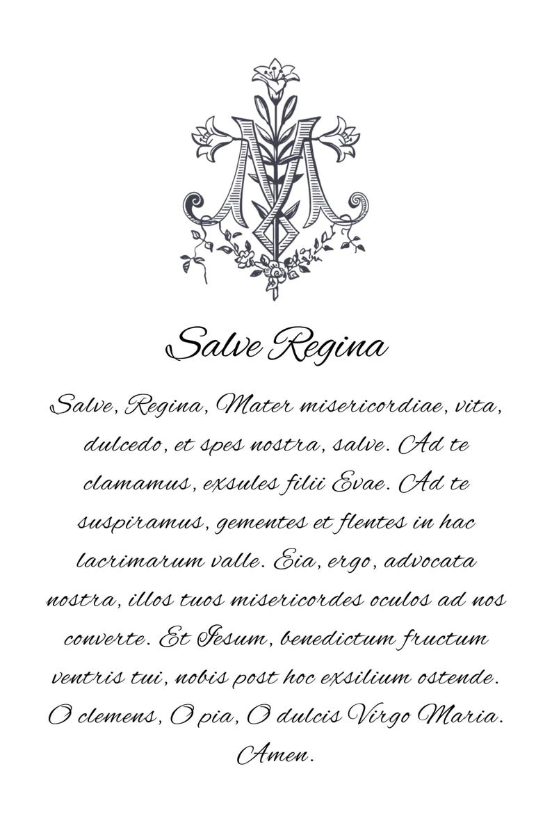 Salve Regina Prayer Printable, Digital Download, Catholic Decor, Hail ...