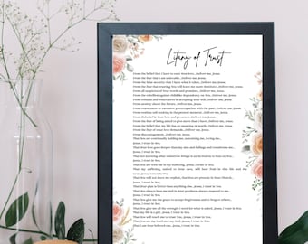 Litany of Trust Prayer Printable, Digital Download, Catholic Decor