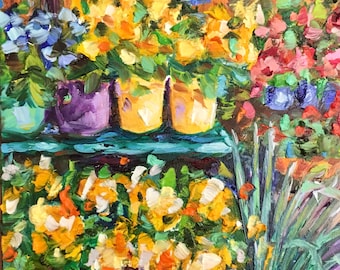 Flower market painting