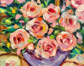 ロマンチックな庭園 – 咲き誇るバラ 印象派庭園油絵 - Etsy 日本