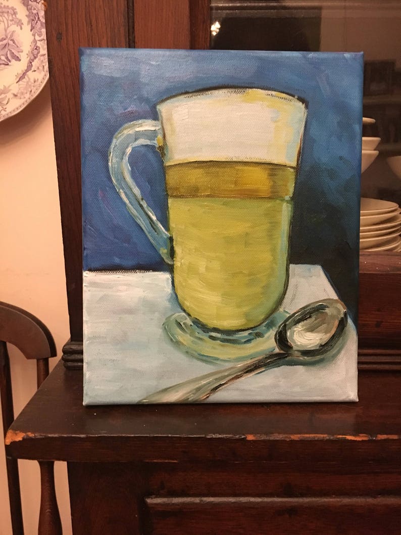 Caramel latte oil painting is a one of a kind 8 x 10 scrumptious without all the calories image 1