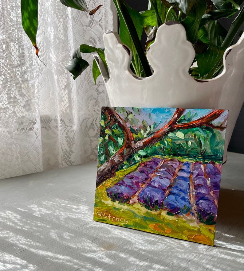 Lavender painting, small painting, Provence painting image 4