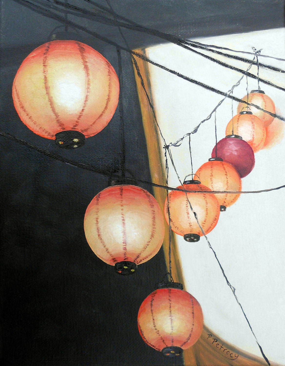Lantern painting is oil on canvas 8x10 inspired by Etsy
