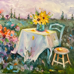 Picnic in Provence - sunflower painting