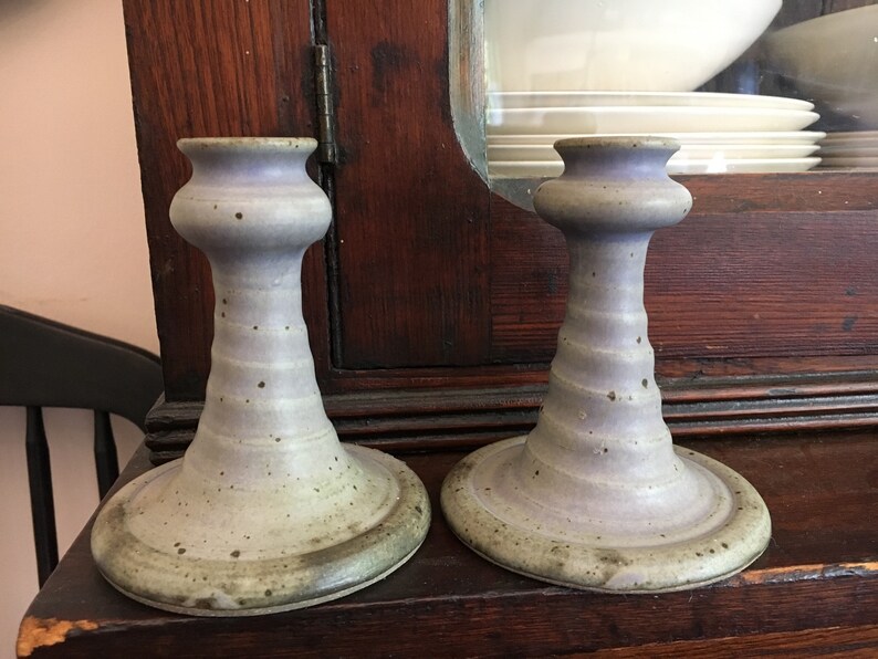 ny Roycroft candle sticks are stunning in gorgeous shades of dusty lavender made in east aurora
