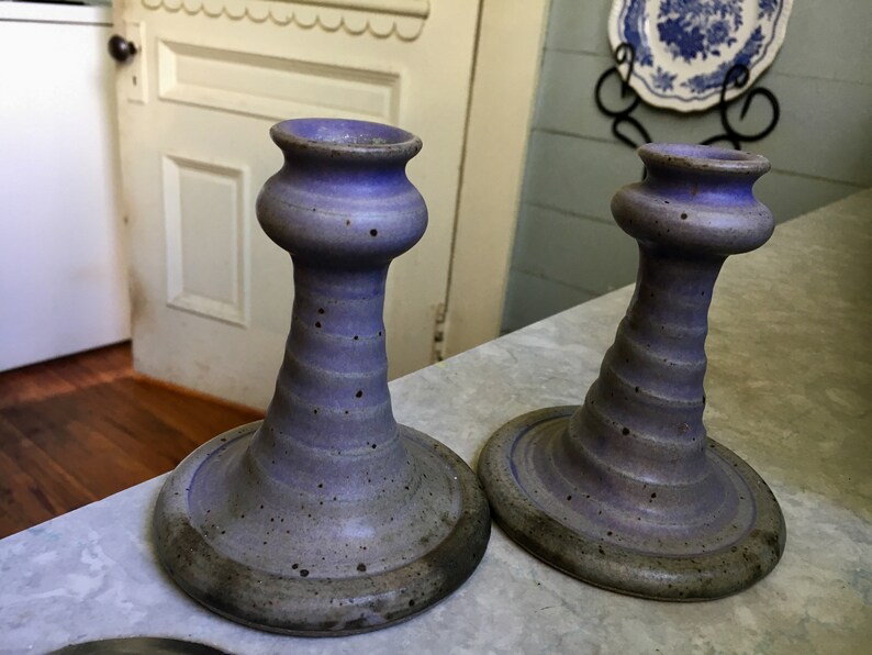 ny Roycroft candle sticks are stunning in gorgeous shades of dusty lavender made in east aurora