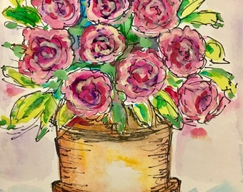 Watercolor painting is a cute little floral