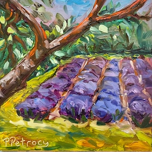 Lavender painting, small painting, Provence painting image 1