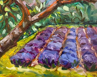 Lavender painting, small painting, Provence painting