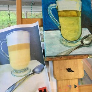 Caramel latte oil painting is a one of a kind 8 x 10 scrumptious without all the calories image 4