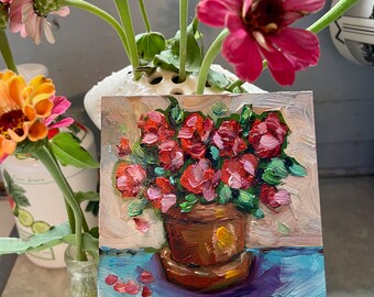 Mini floral oil painting