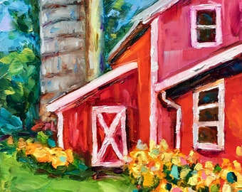 Red barn painting