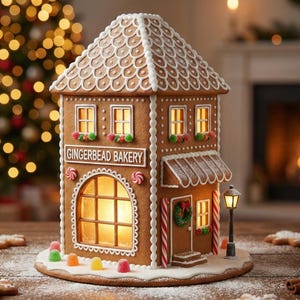 Gingerbread House Bakery Template | Printable Christmas House PDF Pattern