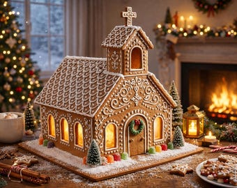 Guirlande Lumineuse Décorative – Chalet Maison église De Noël – 37x20x12 Cm
