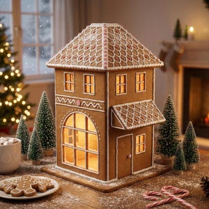 Gingerbread House Bakery Template | Printable Christmas House PDF Pattern