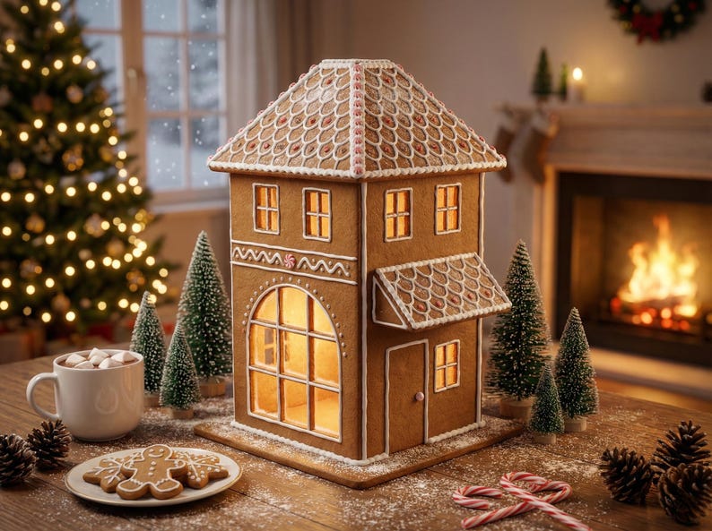 Gingerbread House Bakery Template | Printable Christmas House PDF Pattern