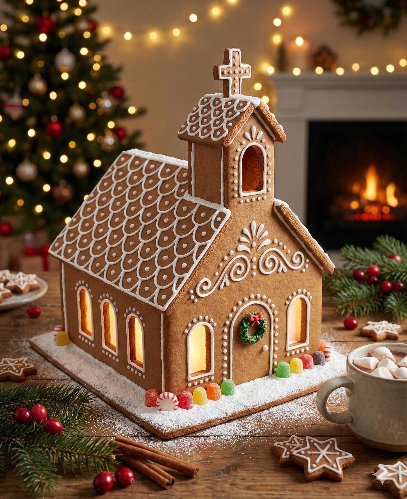 Gingerbread Church Template Printable PDF Pattern (easy & Classic