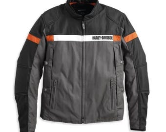 Blouson aviateur noir Harley-Davidson pour homme Blouson moto en cuir de vachette véritable véritable