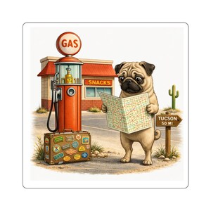 Pug Road Trip map sticker