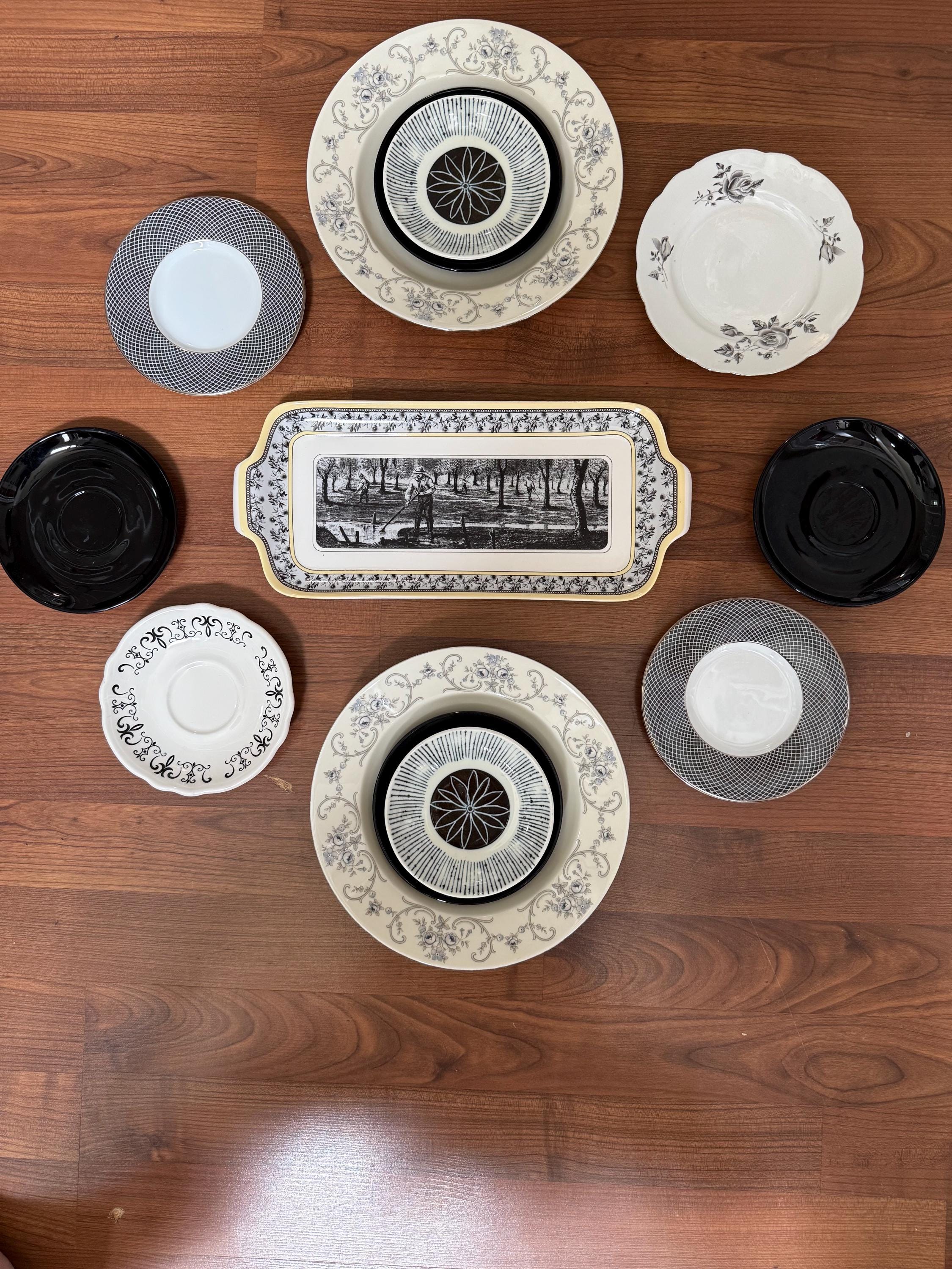 Curated Black - White Vintage Plate Wall Set | 13-piece Eclectic ...