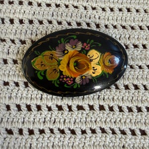 Hand Painted Vintage Russian Brooch - Etsy