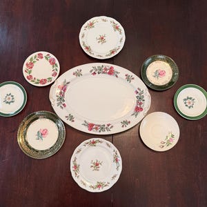 Vintage Rose Plate Gallery Wall Set | English Garden Fine China Decor