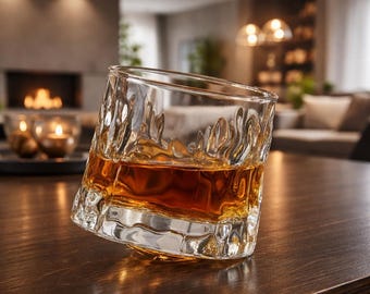 Rotating Whiskey Glass – Vintage Bourbon Scotch Tumbler, Gift for Men