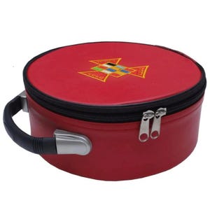 Past High Priest Royal Arch Crown Cap Case – Red Leather | Masonic Regalia Storage Case