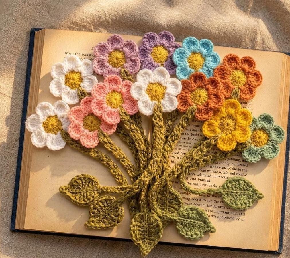 30 Flower Bookmark Crochet Patterns to Add a Handmade Touch to Reading Time 9 Daisy Flower Bookmark Crochet Pattern