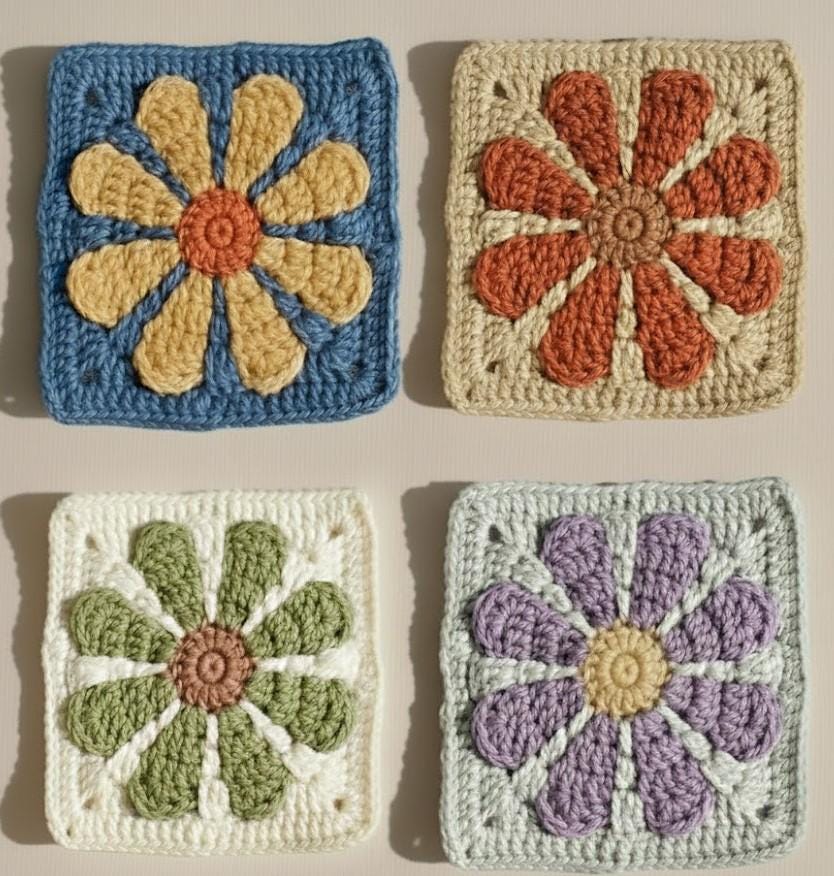 38 Daisy Crochet Patterns for Gifts, Home Decor, and Easy Floral Makes 26 Retro Daisy Granny Square Vintage Flower Motif