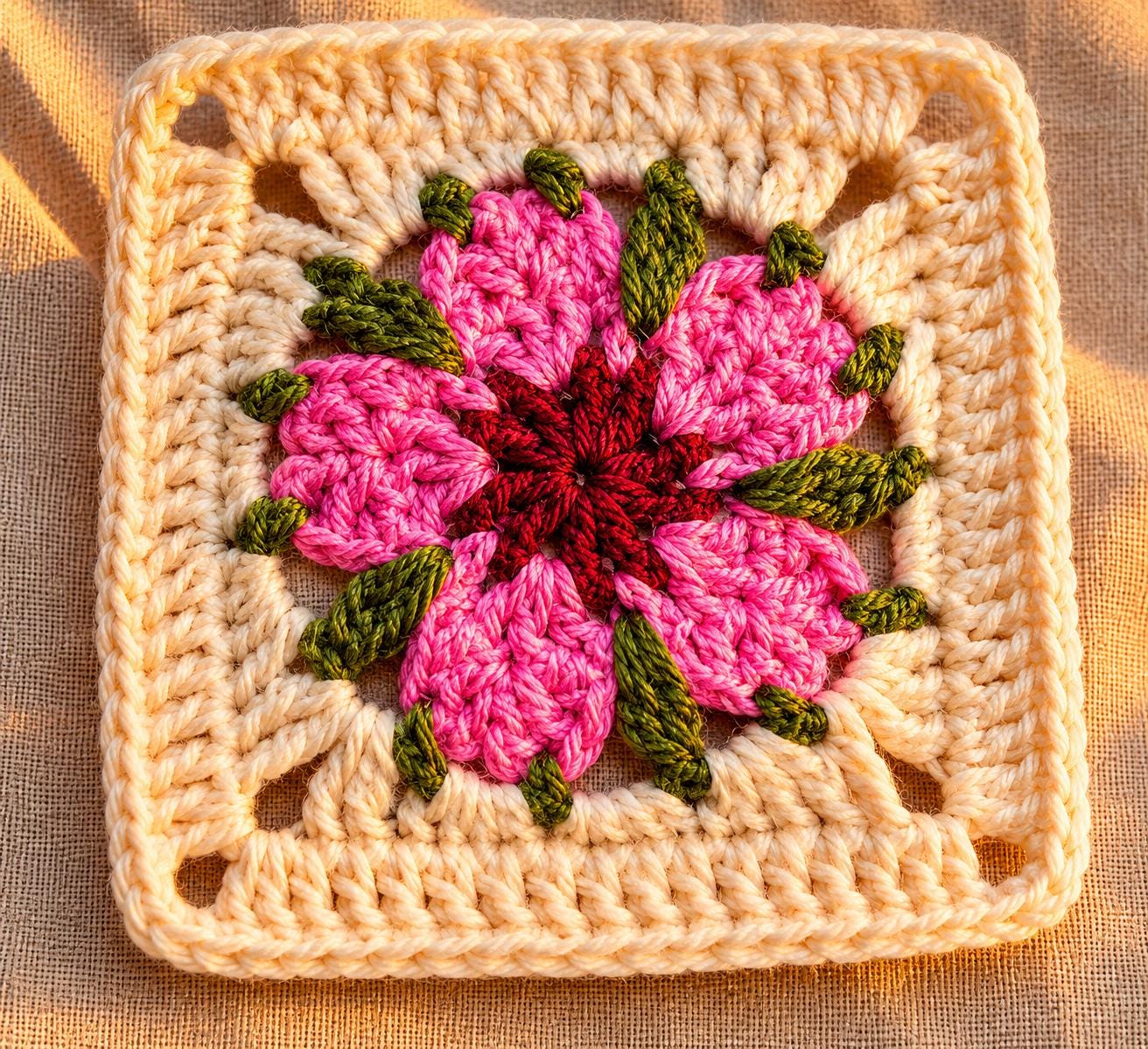 39 Cherry Blossom Crochet Patterns for Spring Decor, Gifts and Accessories 29 Cherry Blossom Granny Square