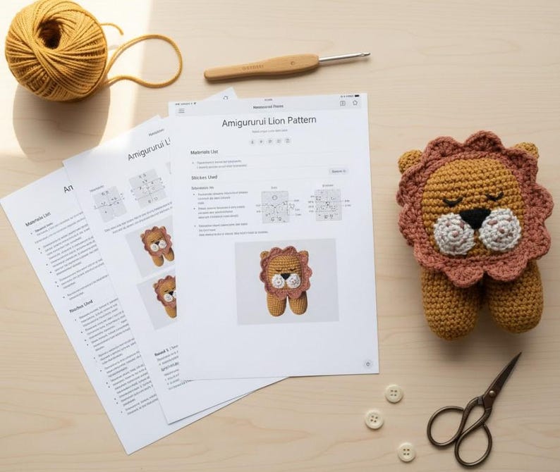 Lion Amigurumi Pattern, Crochet Toy PDF, Jungle Animal Plush, Easy ...