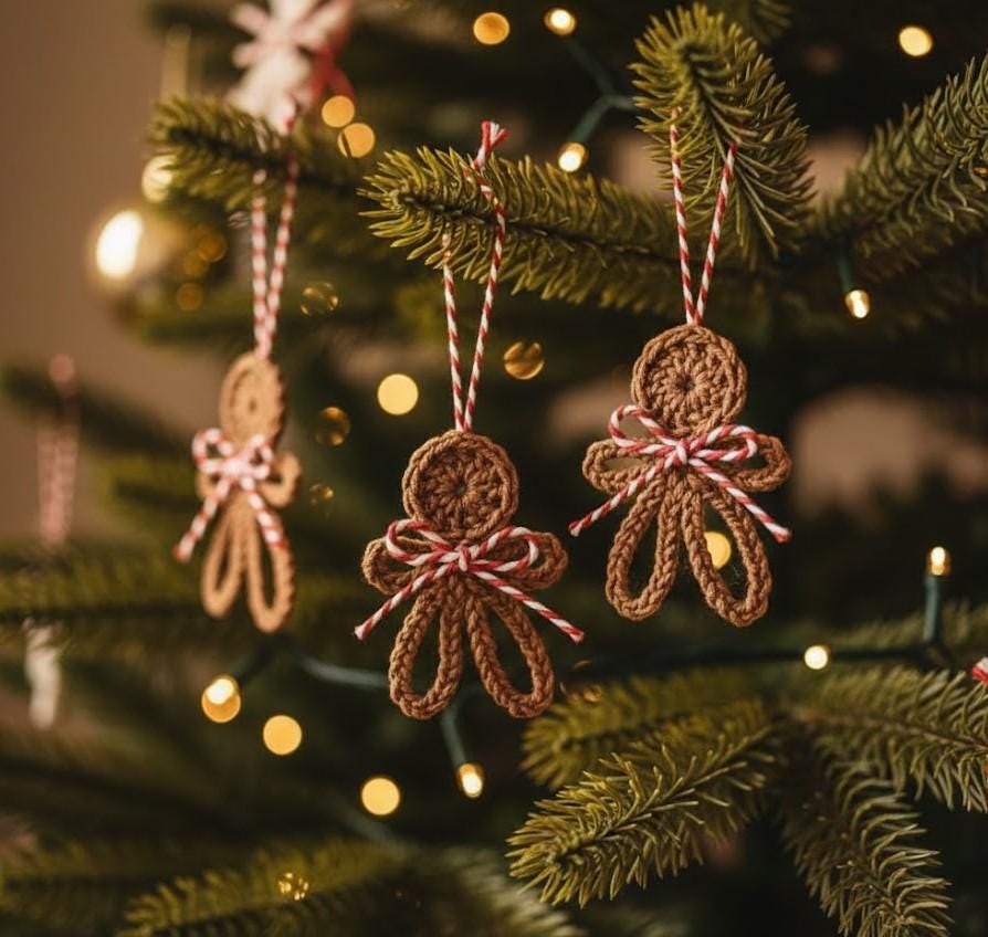 Mini Gingerbread Man Crochet Ornament