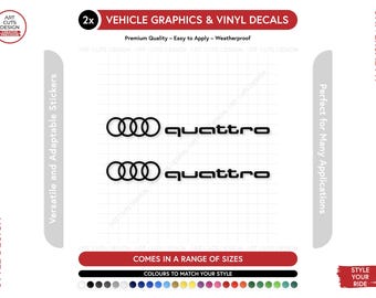 2x Audi Sport Rings quattro Car Vinyl Stickers Decals - Multiple Colours & Sizes
