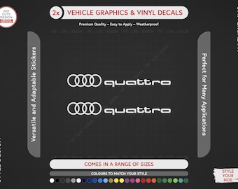 2x Audi Sport Rings quattro Car Stickers - Customisable Vinyl Decals - Multiple Colours & Sizes