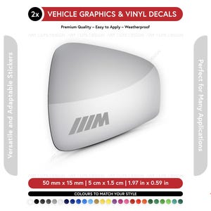 以下が含まれることがあります： 「IIIM」の文字が入った白い車両用グラフィックとビニールデカール。デカールは5 cm x 1.5 cmです。画像には「車両グラフィックとビニールデカール」と「ユニバーサルフィット」というテキストが含まれています。