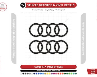 2 x Audi Rings Car Stickers Vinyl Decals - Universal Fit, Multiple Colours & Sizes