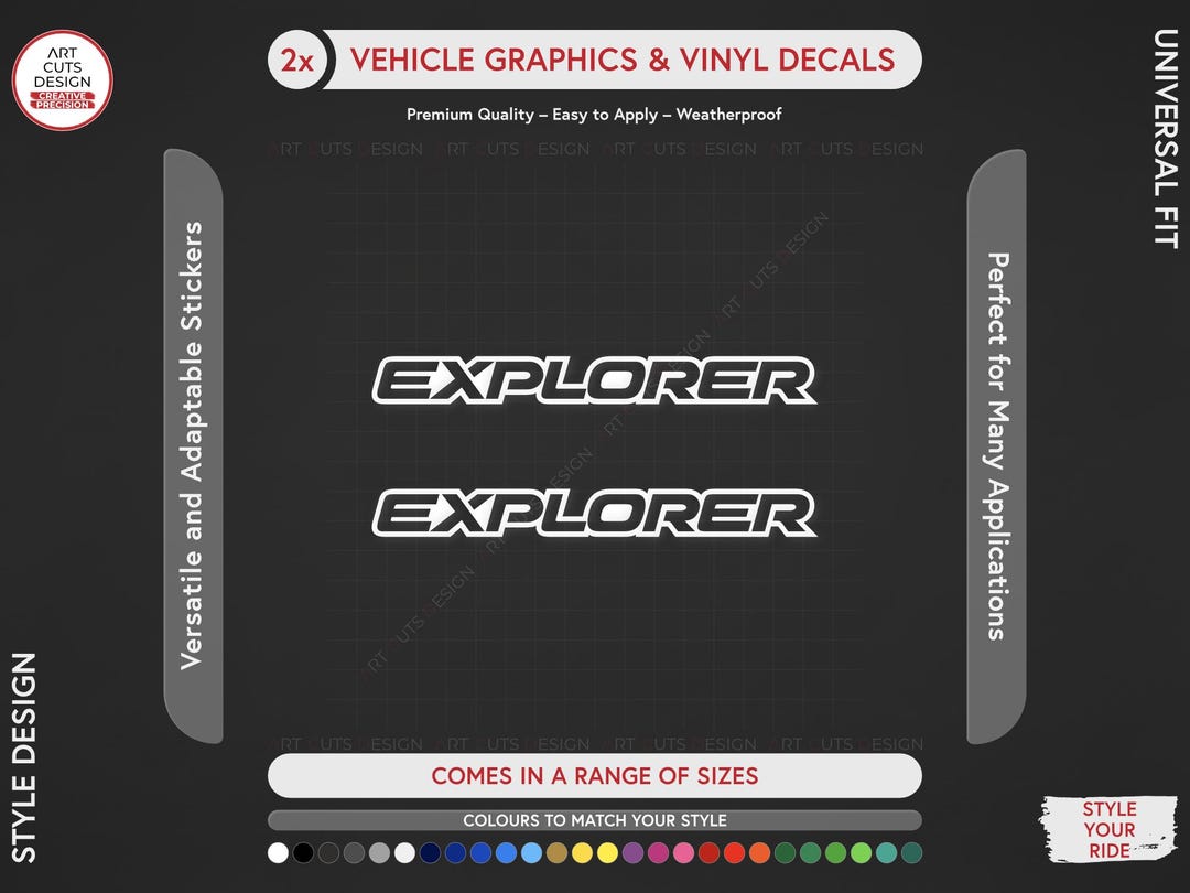 2x Ford Explorer Style - Customisable Vinyl Decals Stickers - Universal ...