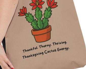 Erntedank Kaktus Tragetasche | Herbst Dankbarkeit, Geschenk für Pflanzenliebhaber