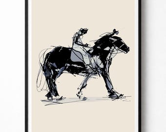 Horse Wall Art Digital Download | Minimal Neutral Art Print